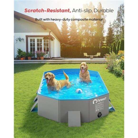 Foldable Dog Pool with Sturdy Square Design Durable 71" Lx39 Wx12 D - Picture 3 of 7
